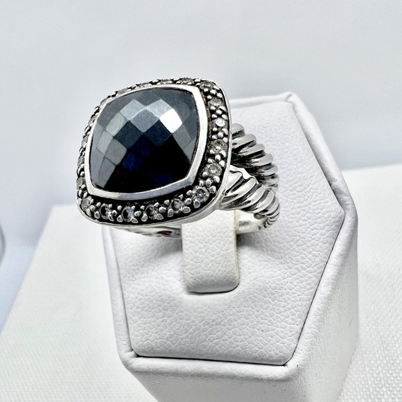 David Yurman Albion Hematite Moonlight Ice Diamond Ring - Picture 1 of 9